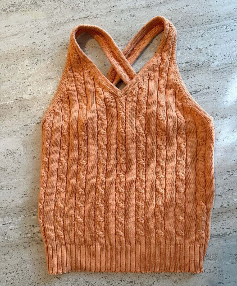 Faded Glory Women's Orange Cable Knit Cross-Back Tank Top